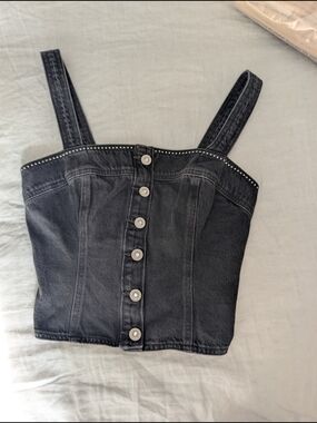 NWT Levi’s Drea Rhinestone Denim Corset Bustier Top Black XS